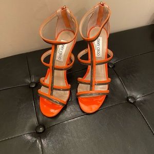 Jimmy Choo Orange and Silver Heels